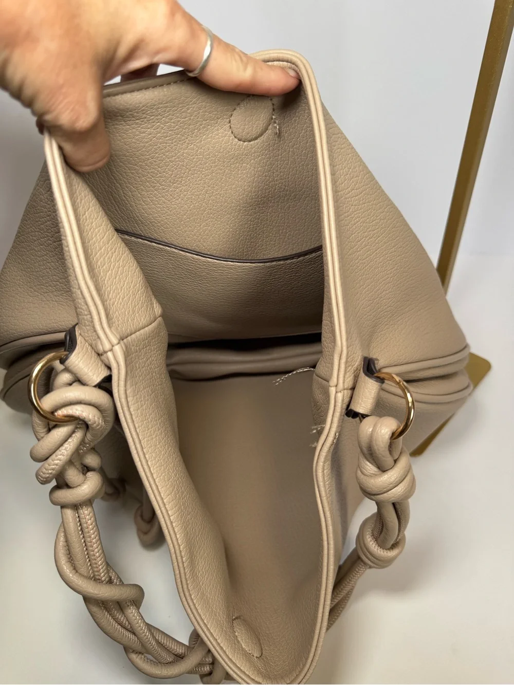 Mali + Lili Yasmin Vegan Leather Shoulder Hobo Bag - Taupe Beige - Picture 8 of 11